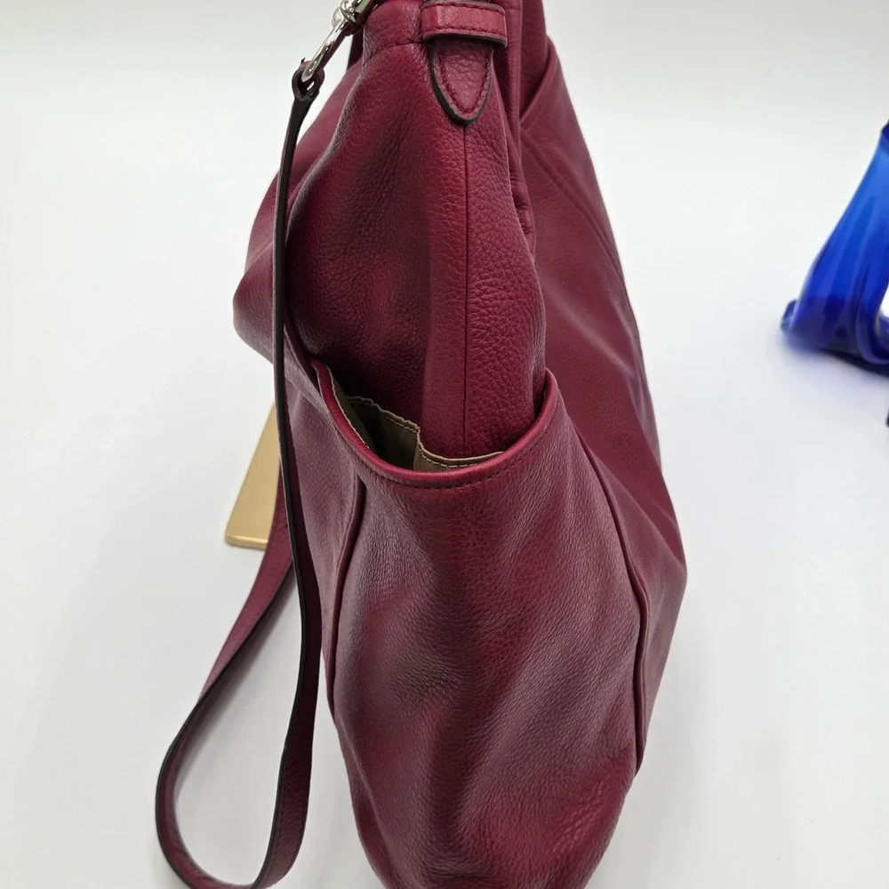 Coach Large Slouchy Hobo Bag Pebbled Leather Shoulder Tote Crossbody F31323 Wine